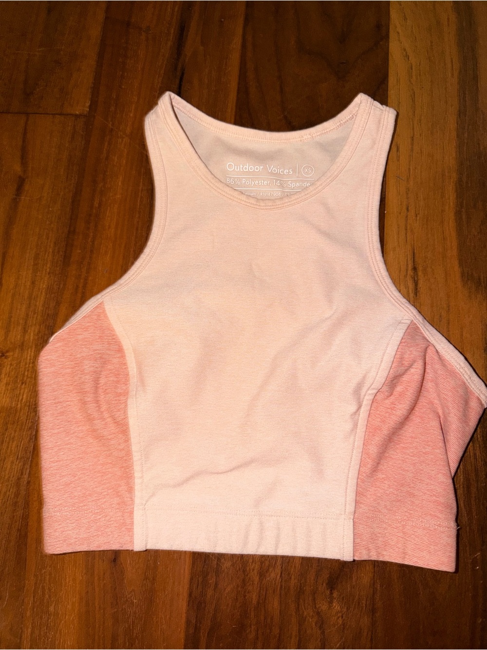 Outdoor Voices Two-Tone Pink Crop Tank